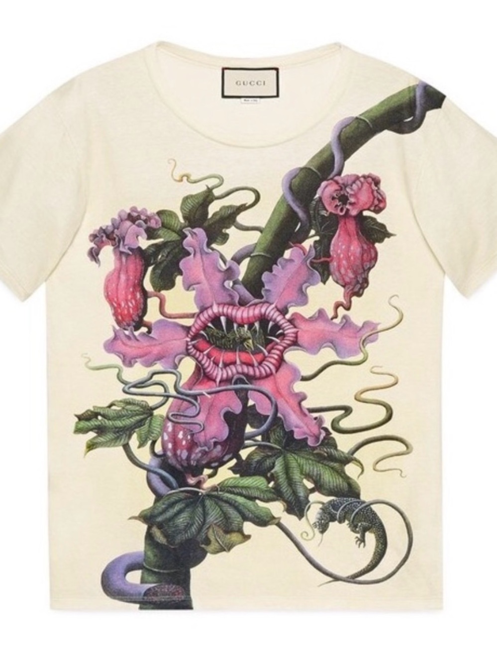 2017 Authentic Gucci Carnivorous Piranha Plant Graphic Printed T-Shirt - Size M